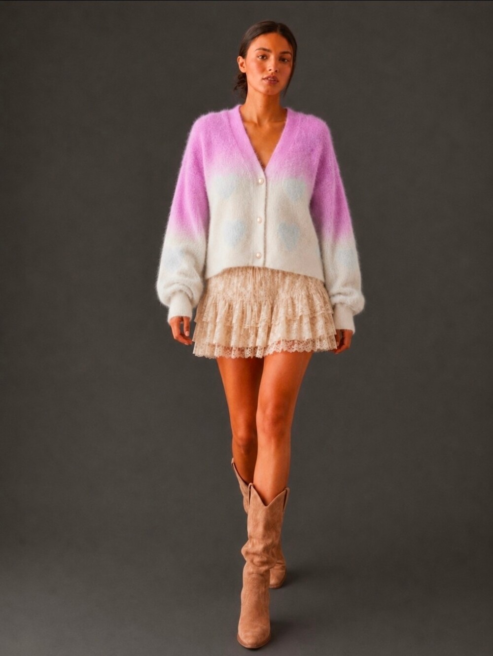 Anthropologie By SAACHI Ombre Purple  Sparkle Botton Up Cardigan Size OS NIP$220